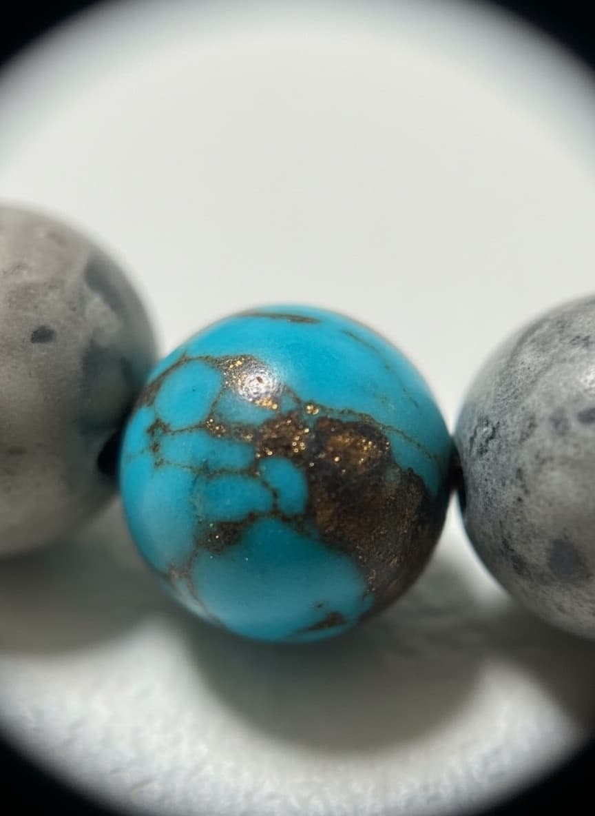 Macro close-up of the marbled beads
