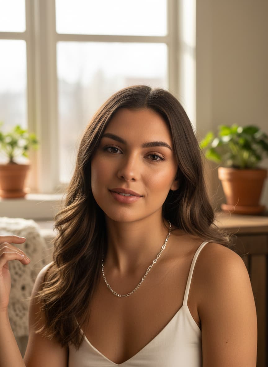 Model wearing the silver-tone textured link chain necklace