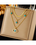 Blue Zircon Evil Eye Pendant Necklace by Adrissa Design