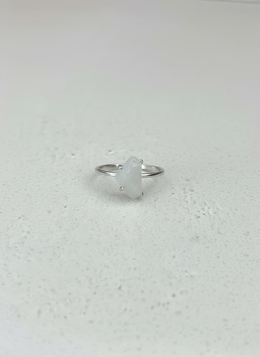 Silver-Tone White Stone Ring with an Organic Shape by Adrissa Design — view 5