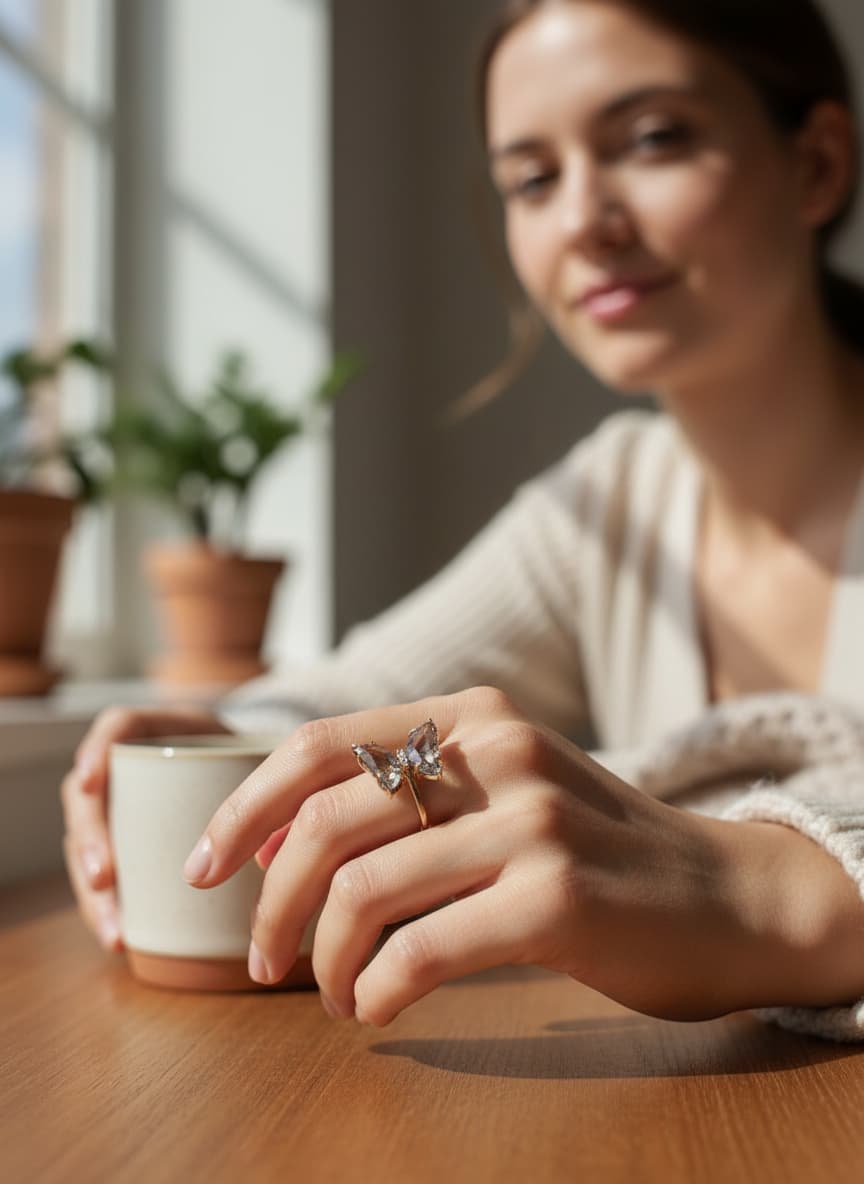 Crystal Butterfly Ring