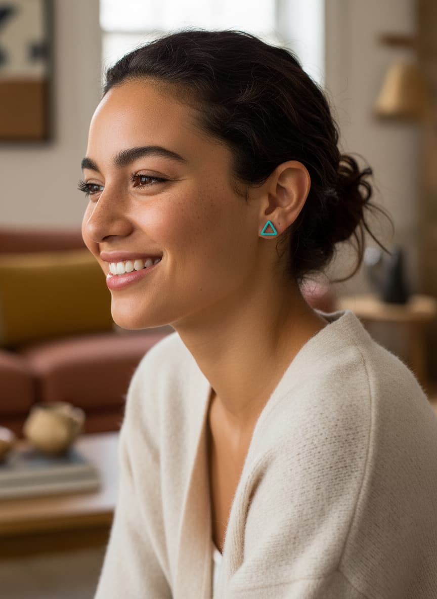 Turquoise Triangle Stud Earrings