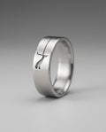 Silver-plated wide band ring with Persian engraving on grey