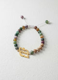 Persian calligraphy IRAN map bracelet with natural stones on white