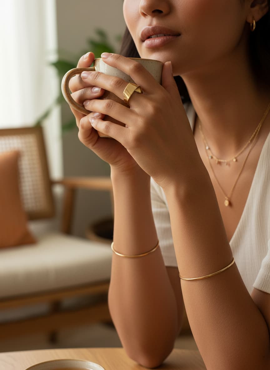 Gold-Tone Sculptural Wrap Ring – Asymmetric Statement Ring