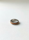 Copper-plated movable ring with brass and copper bands on white