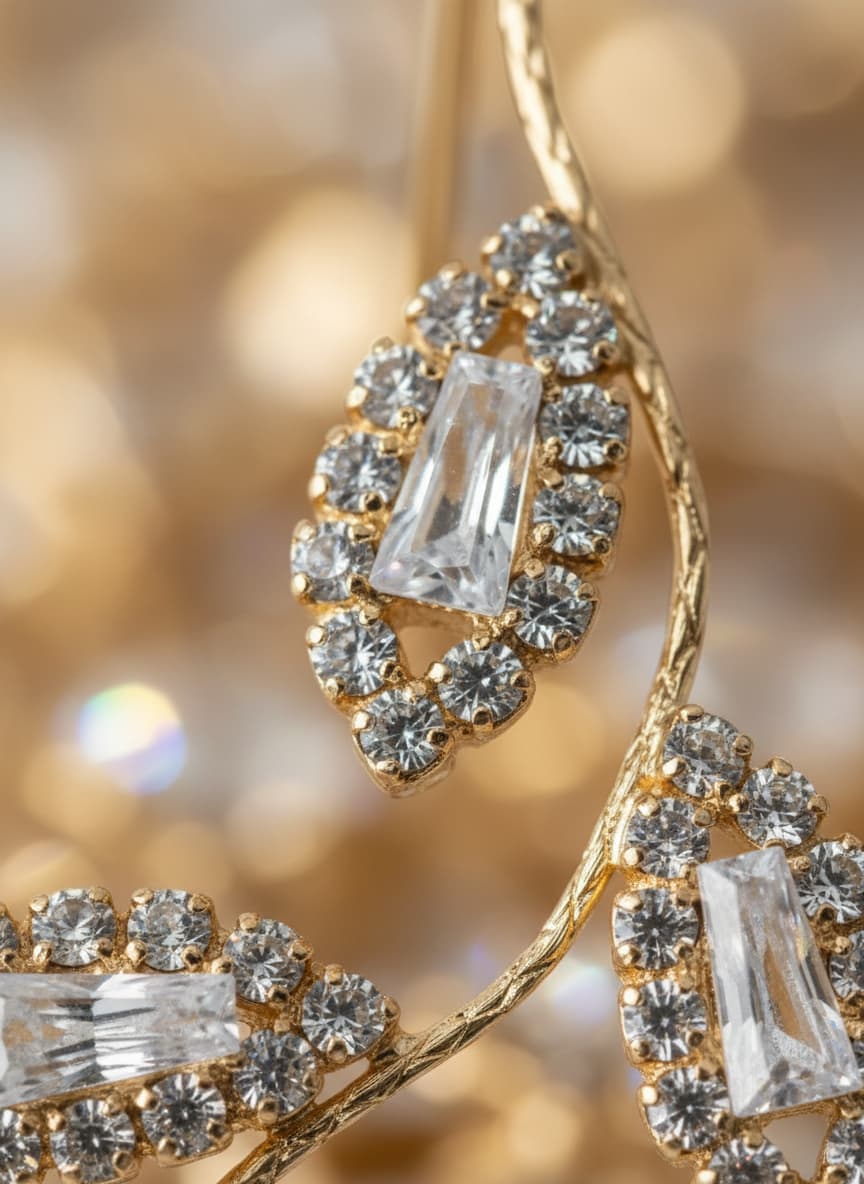 Close-up of simulated diamond leaf detail