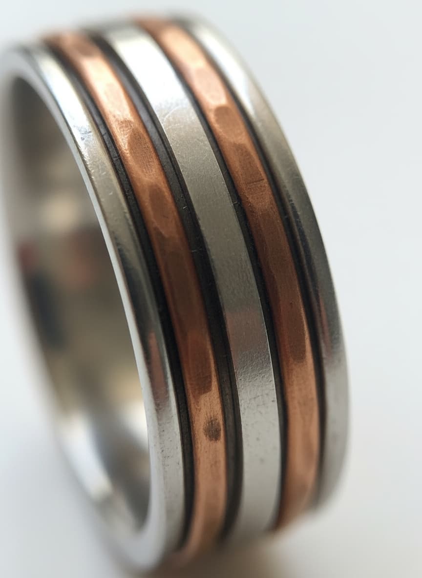 Macro close-up of the copper-plated movable ring