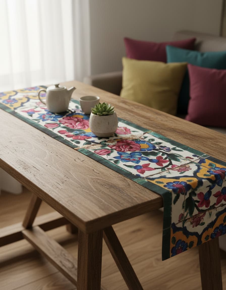 Floral Tile Meditation Runner