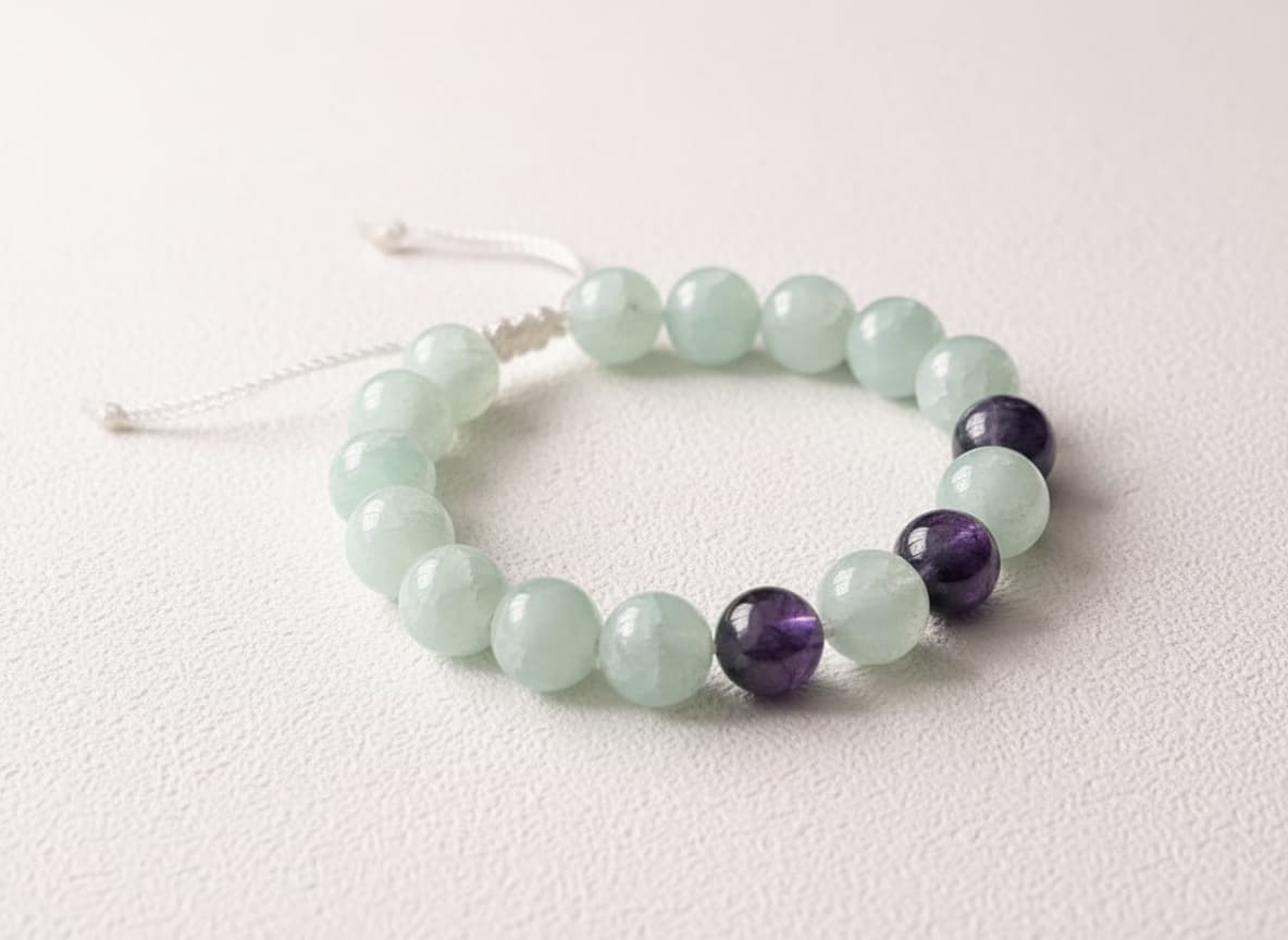 Persian Style Jade and Amethyst Beaded Bracelet