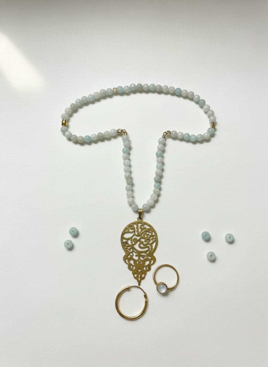Amazonite Beaded Paisley Necklace