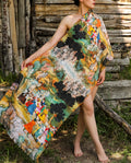 Green shawl with Persian landscape miniature print