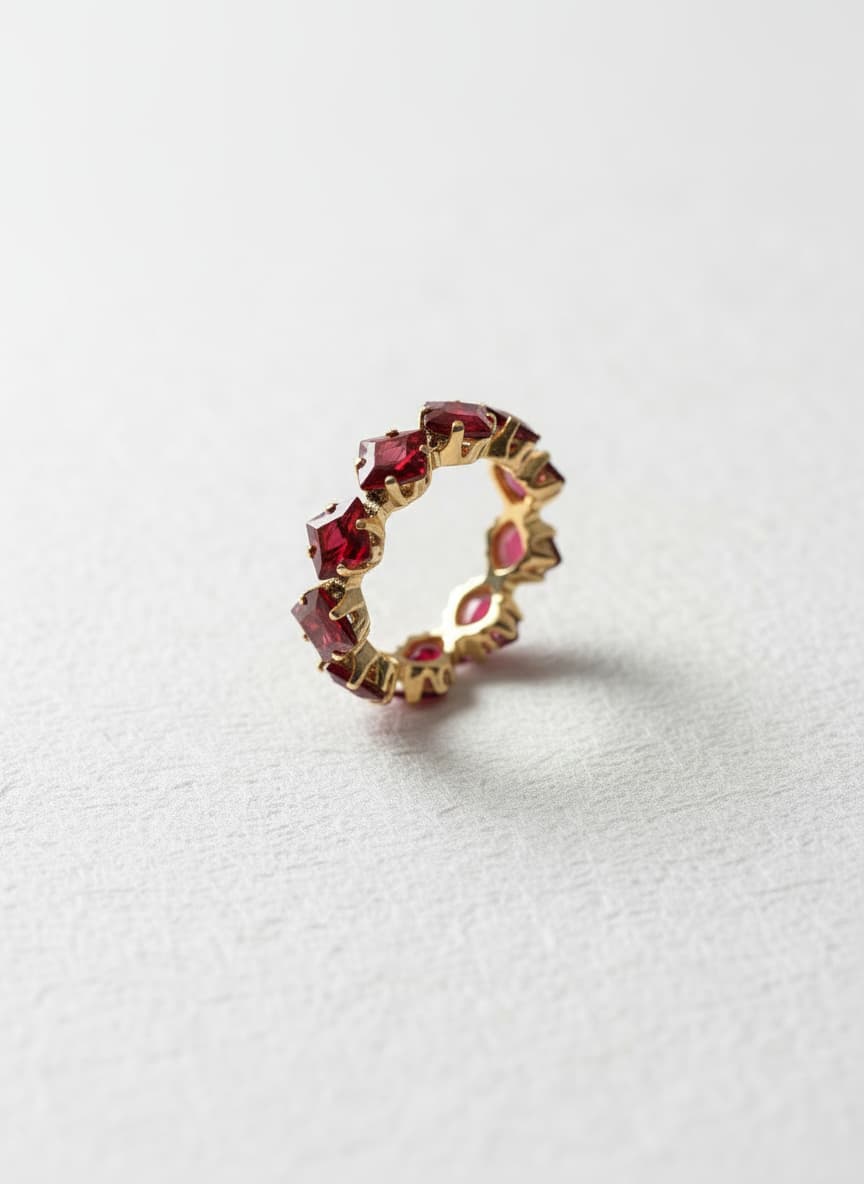 Garnet Square Stack Ring