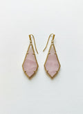 14k gold-plated pink Czech glass earrings on white