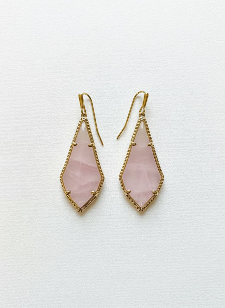 14k gold-plated pink Czech glass earrings on white