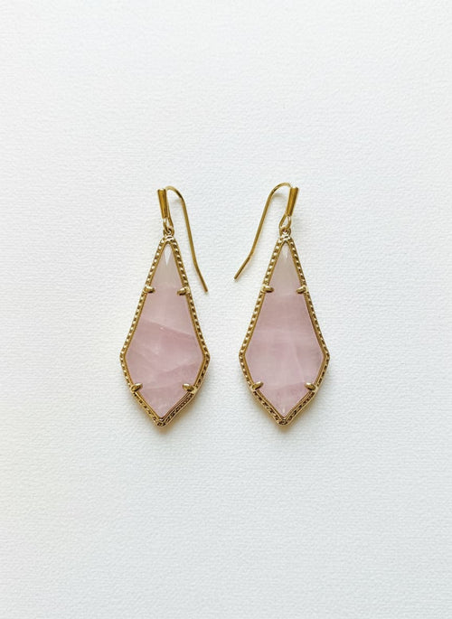 14k gold-plated pink Czech glass earrings on white