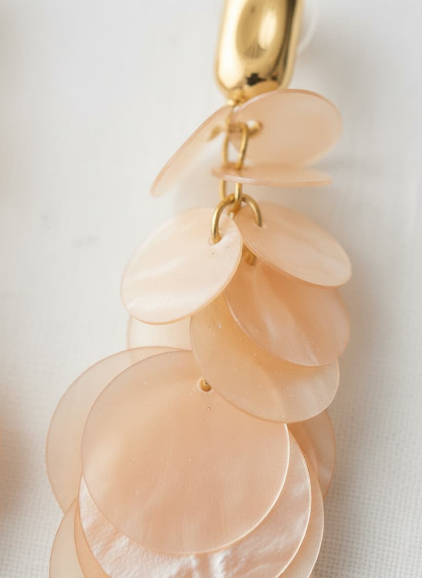 Close-up of peach shell discs