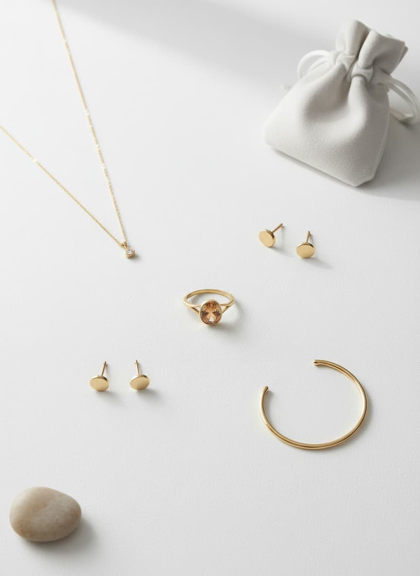 Flatlay of the blue and gold marbled bar necklace with earrings and bangle