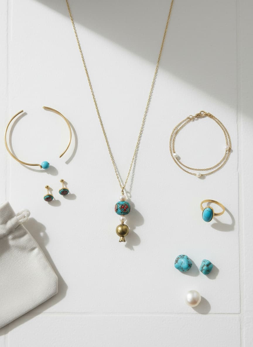 Turquoise Mosaic Pomegranate Necklace