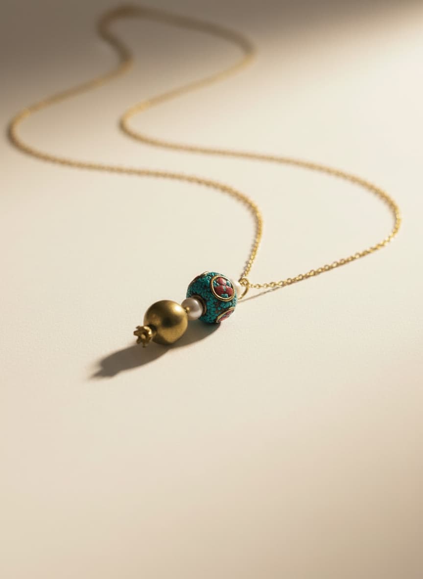 Turquoise Mosaic Pomegranate Necklace