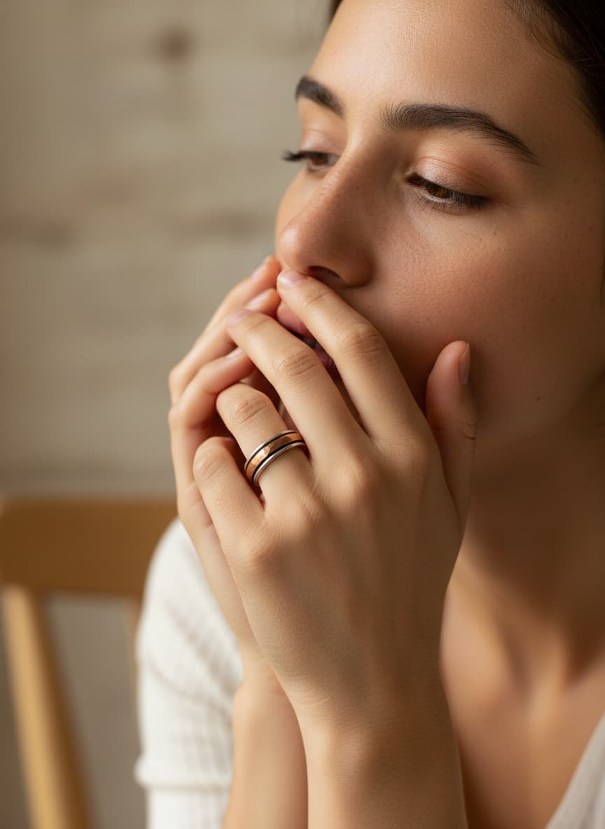 Model wearing the gold-plated number engraved ring