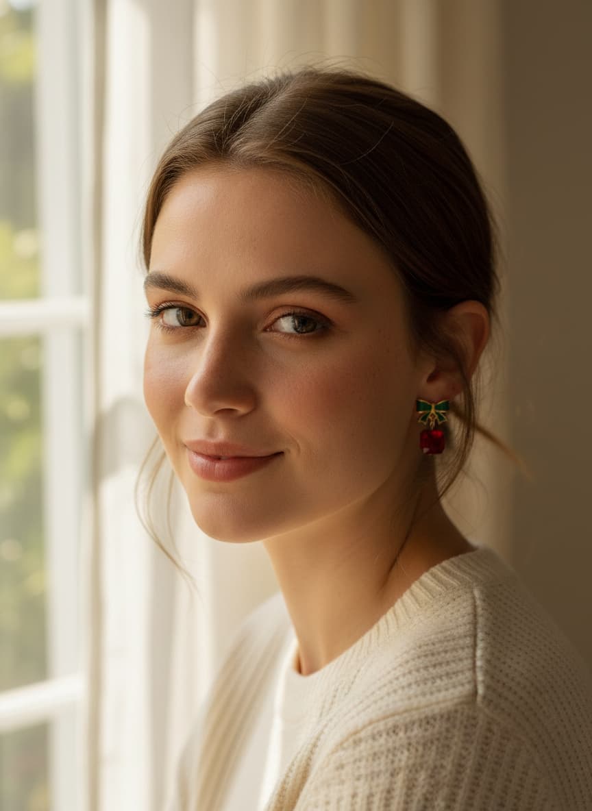 Ribbon Bow Gem Stud Earrings