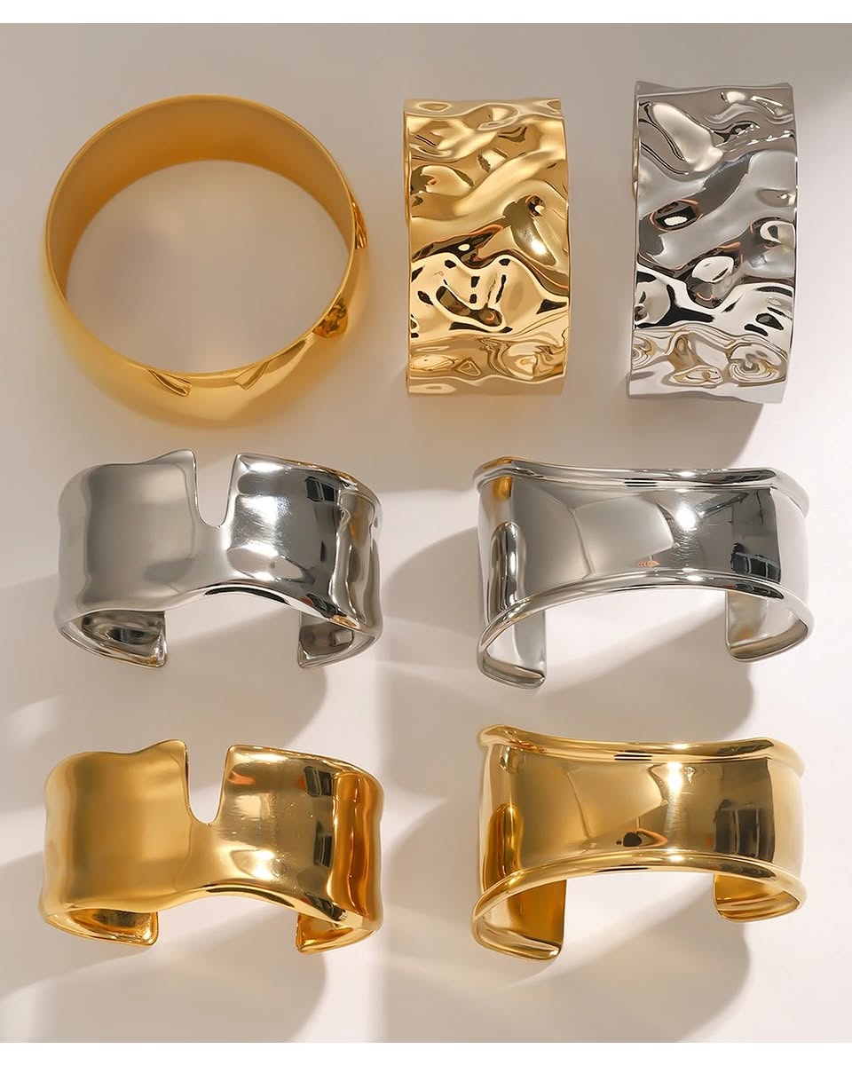 Wide Sculptural Gold Cuff Bracelet
