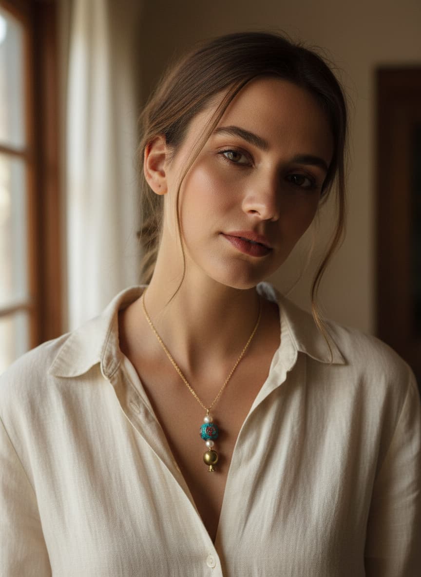 Turquoise Mosaic Pomegranate Necklace