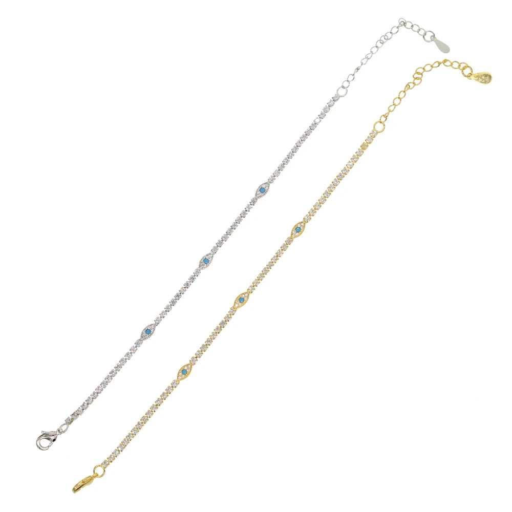 Turquoise Evil Eye Tennis Bracelet by Adrissa Design — view 5