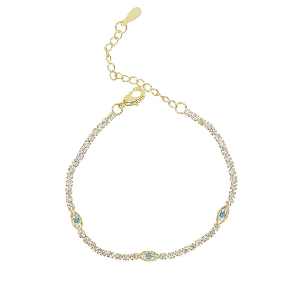Turquoise Evil Eye Tennis Bracelet by Adrissa Design — view 7