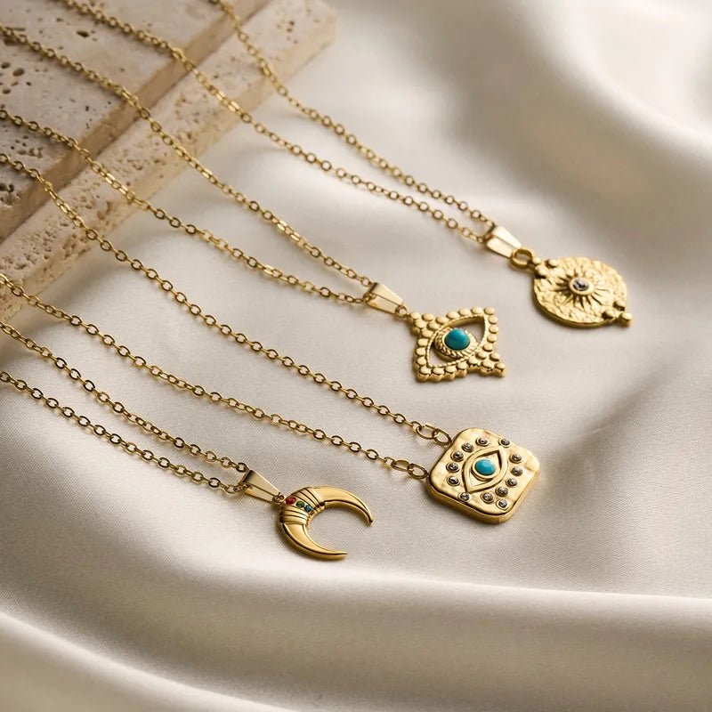 Persian Turquoise Evil Eye Pendant Necklace by Adrissa Design