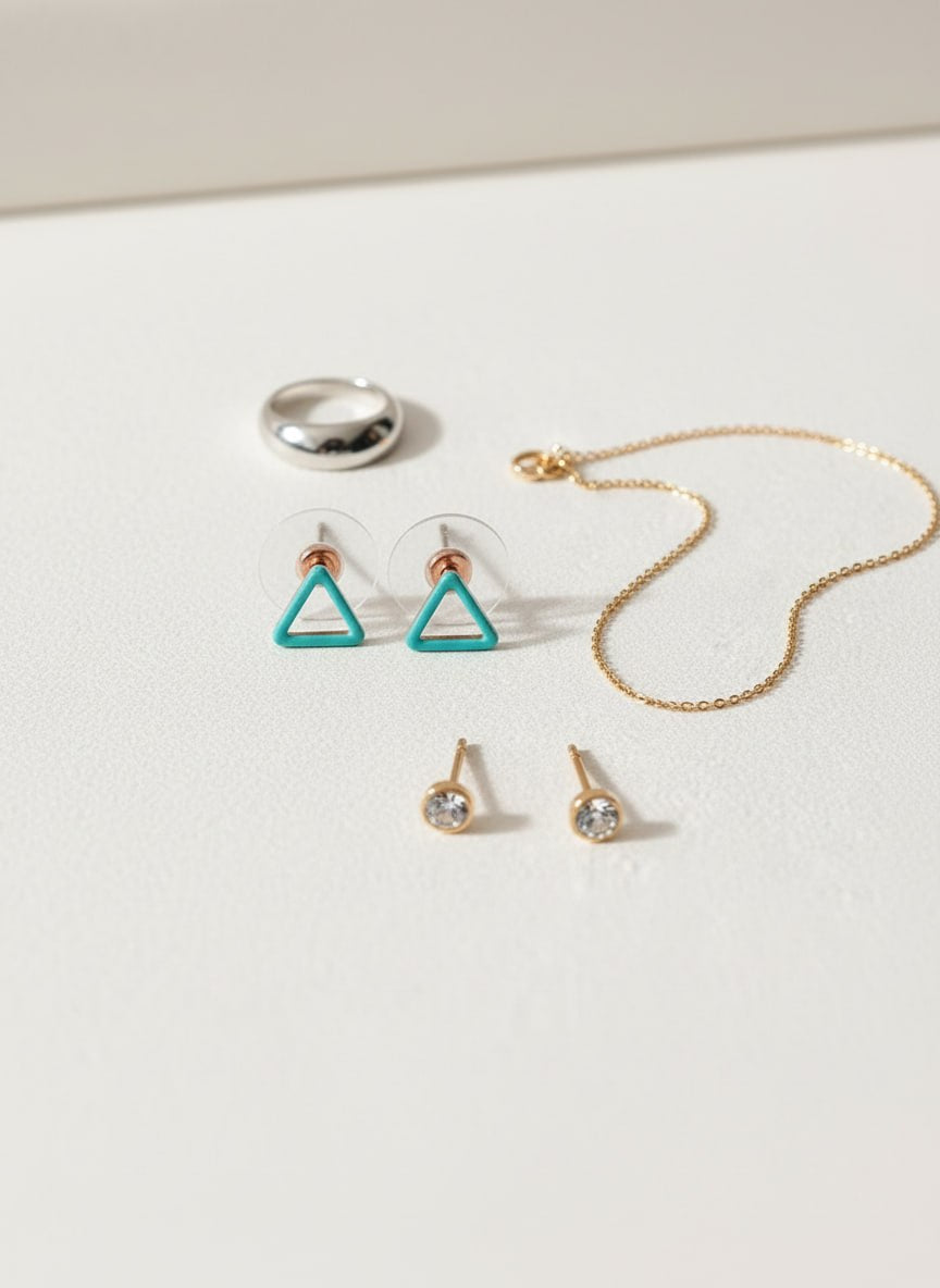Turquoise Triangle Stud Earrings