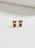 Ribbon Bow Gem Stud Earrings