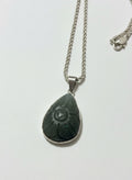 Carved Green Stone Pendant Necklace by Adrissa Design