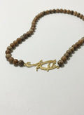 Wood Bead Calligraphy Necklace