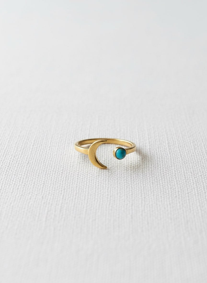 Crescent Moon Turquoise Ring