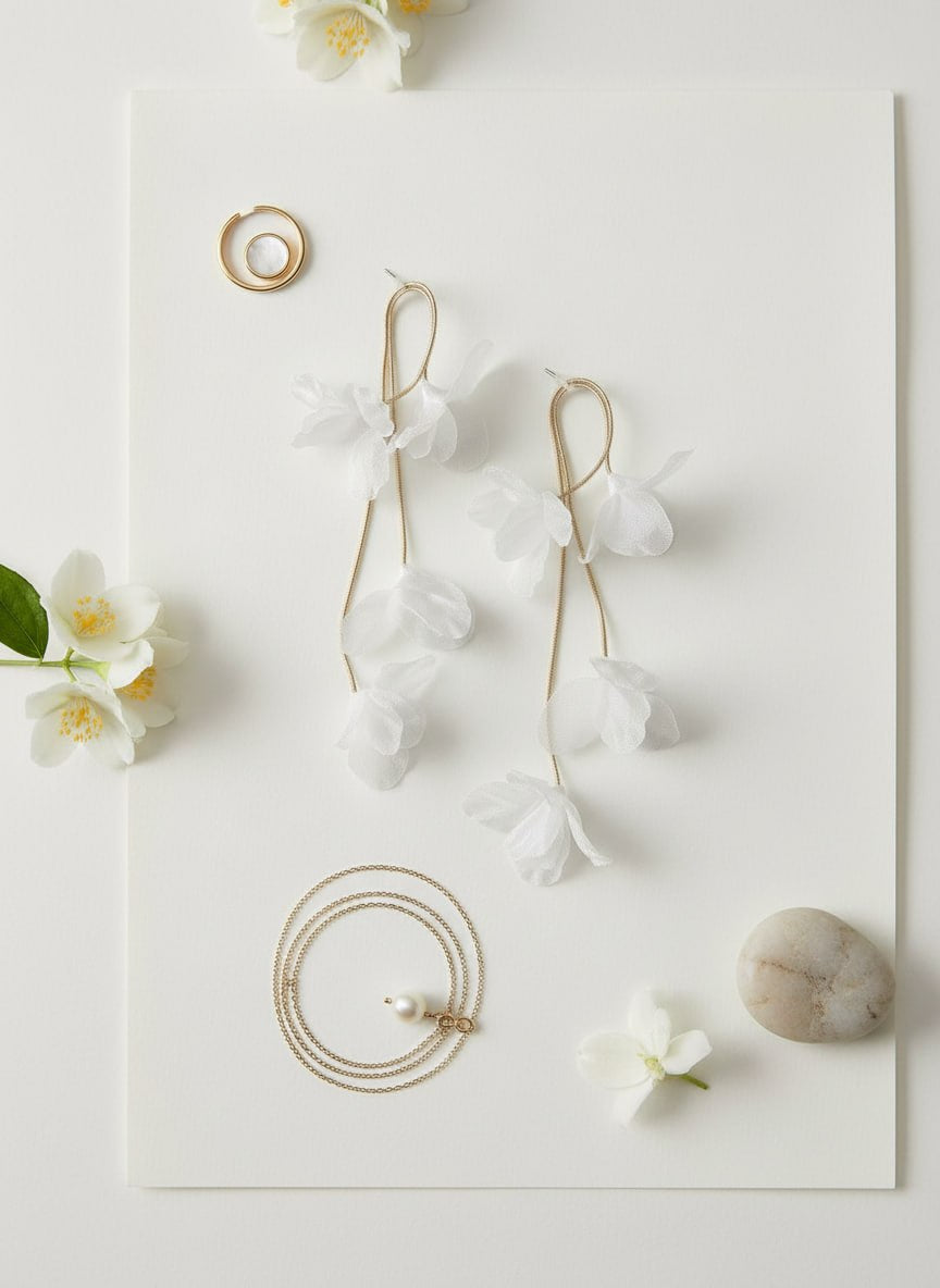 Organza Flower Drop Earrings