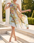Marbled Rosette Silk Scarf