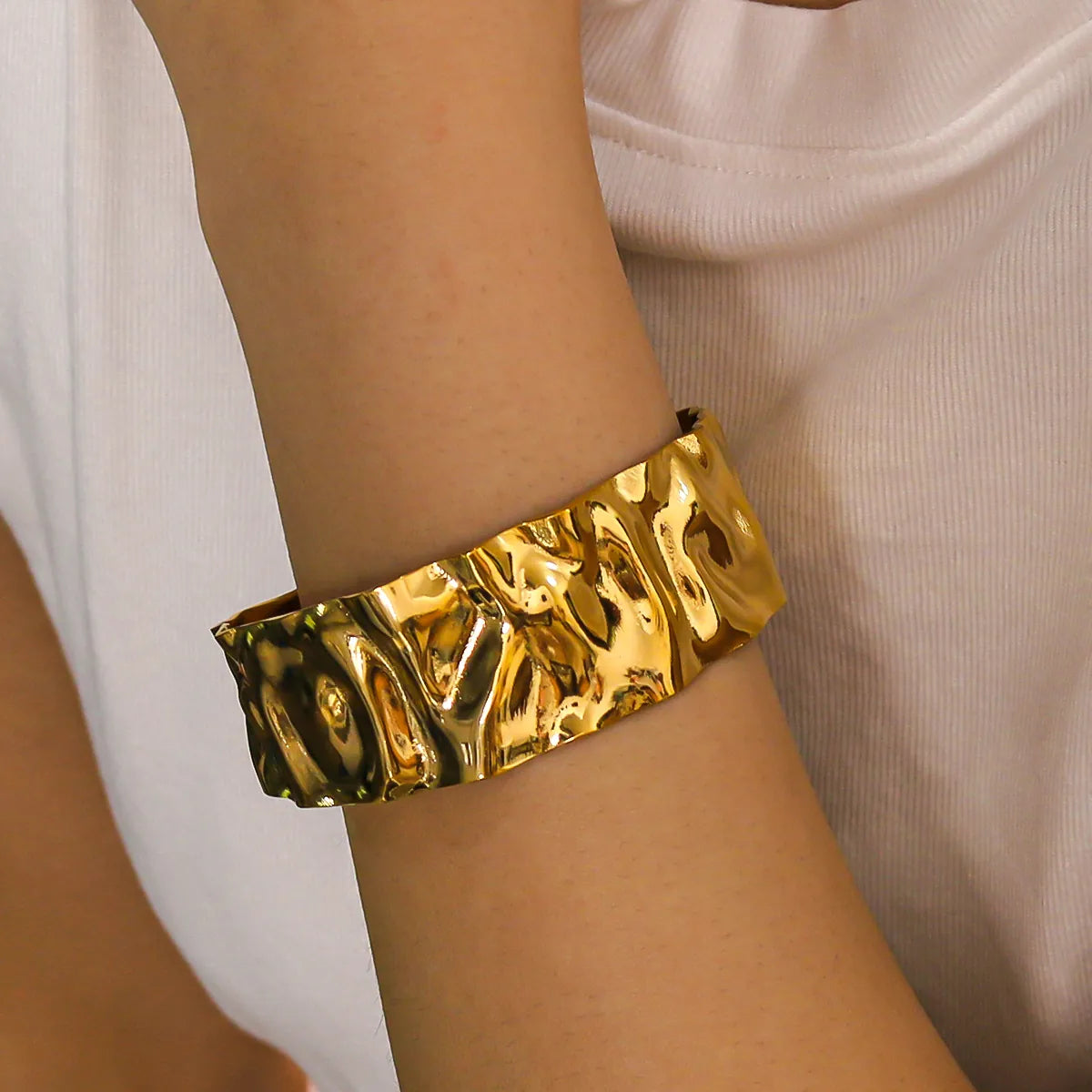 Molten Sculptural Gold Cuff Bracelet