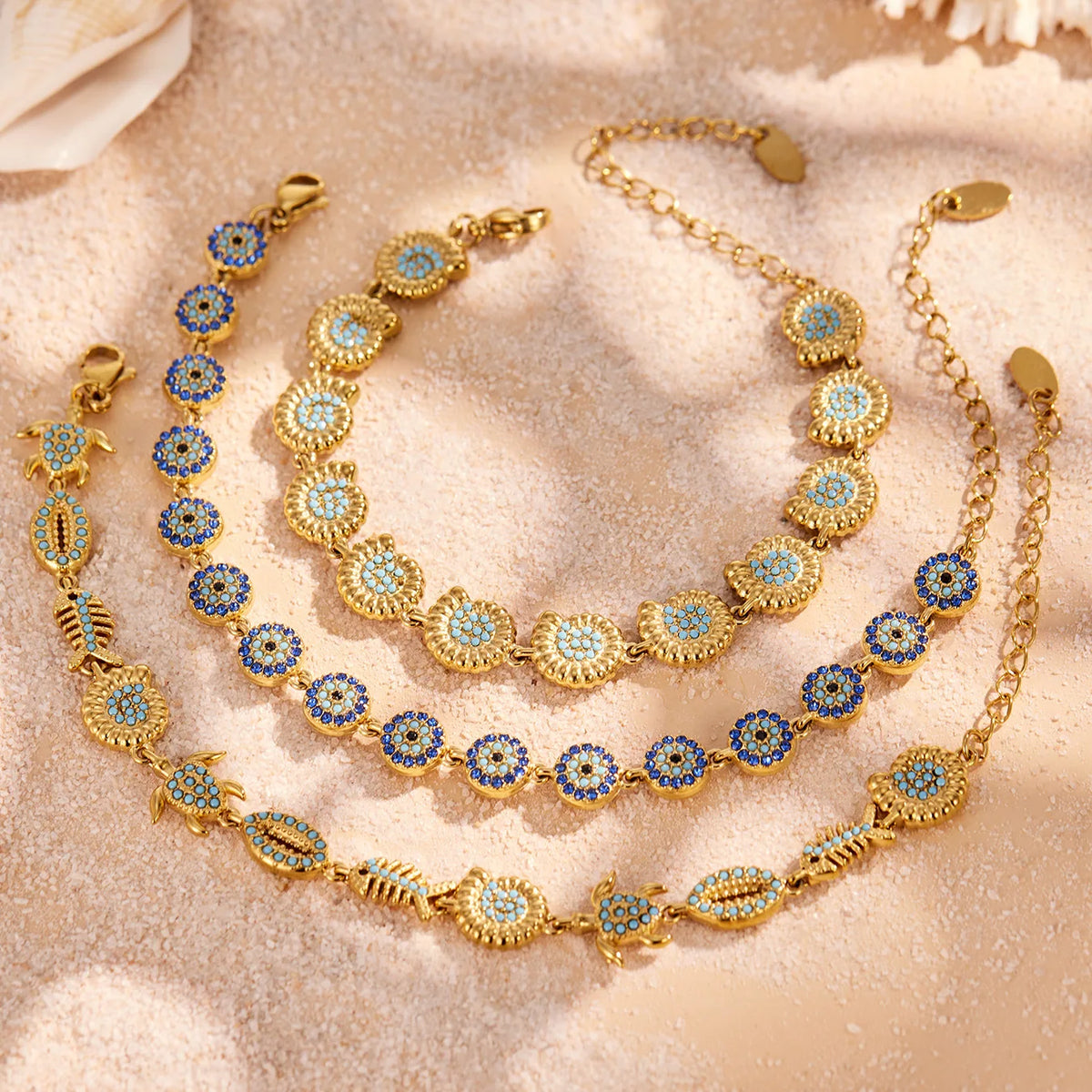 Turquoise Evil Eye Fish Chain Bracelet