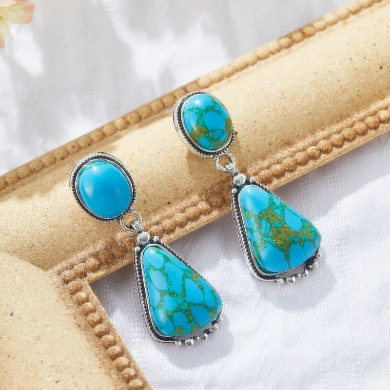 Bohemian Turquoise Pendant Earrings