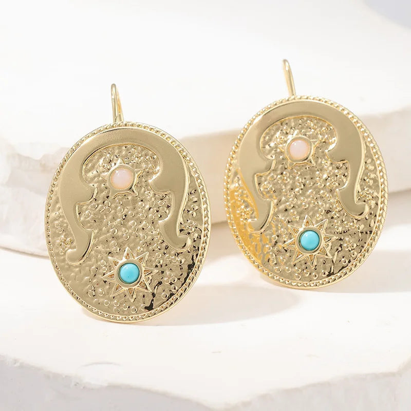 Vintage Ornate Turquoise Earrings by Adrissa Design