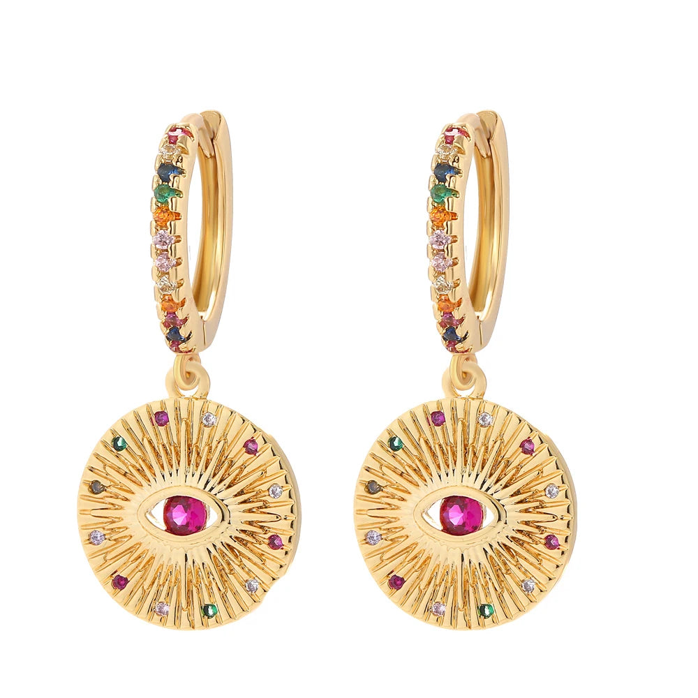 Evil Eye Heart Hoop Earrings