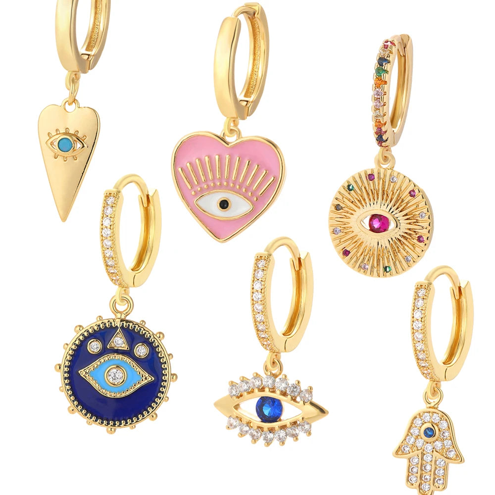 Evil Eye Heart Hoop Earrings by Adrissa Design