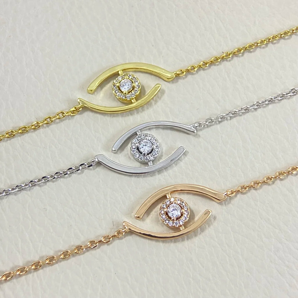 Rose Gold Evil Eye Charm Bracelet