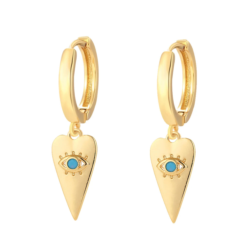 Evil Eye Heart Hoop Earrings by Adrissa Design — view 6