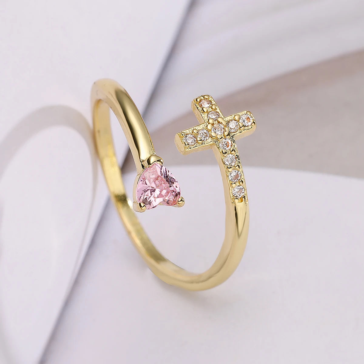 Crystal Evil Eye Cross Ring