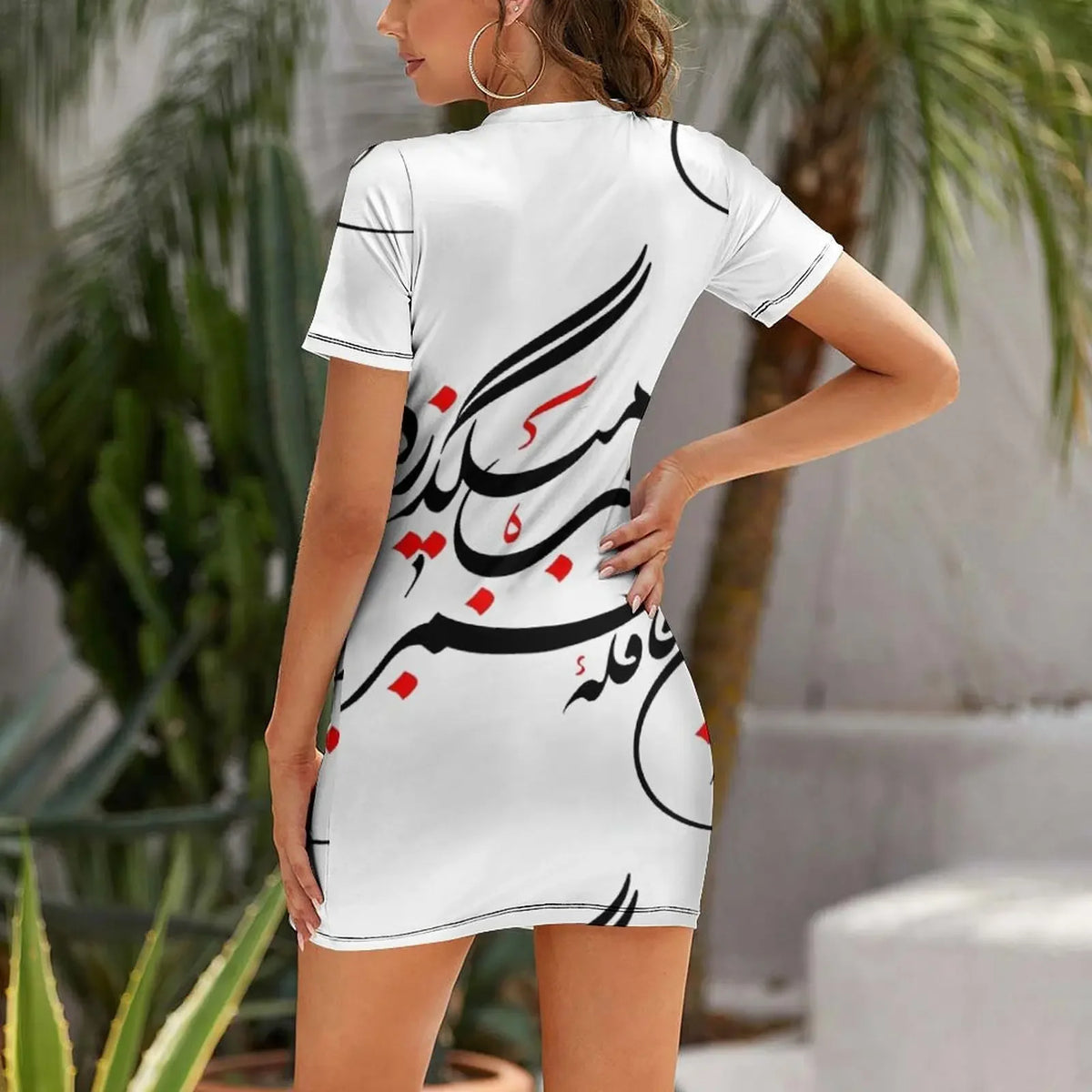 Farsi Calligraphy Bold Print Shift Dress