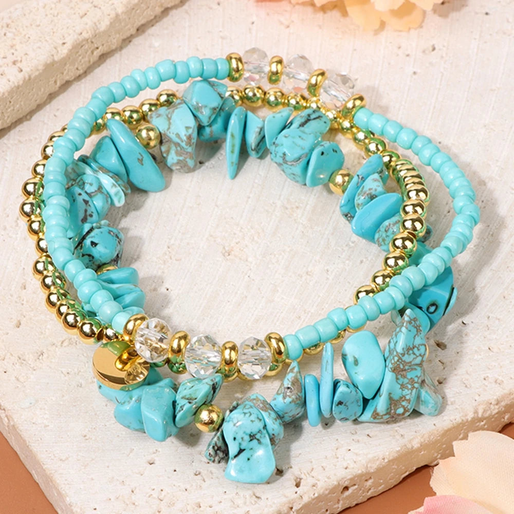 Turquoise Chip Bead Bracelet Set
