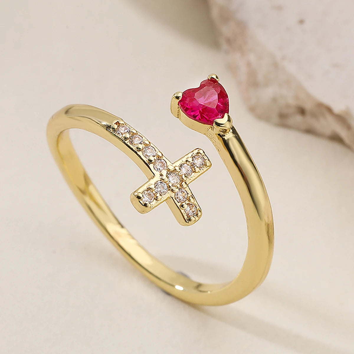 Crystal Evil Eye Cross Ring
